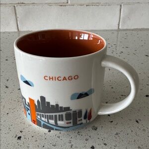 Starbucks You Are Here Collection 2014 Chicago Ceramic Mug Tan Interior 14oz